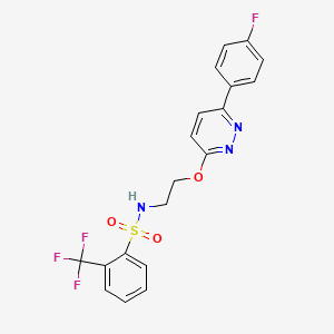 molecular formula C19H15F4N3O3S B2728529 N-(2-((6-(4-fluorophenyl)pyridazin-3-yl)oxy)ethyl)-2-(trifluoromethyl)benzenesulfonamide CAS No. 920256-70-8