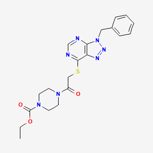 molecular formula C20H23N7O3S B2728530 乙酸-4-(2-((3-苄基-3H-[1,2,3]三唑[4,5-d]嘧啶-7-基)硫)乙酰基)哌嗪-1-羧酸乙酯 CAS No. 896678-11-8