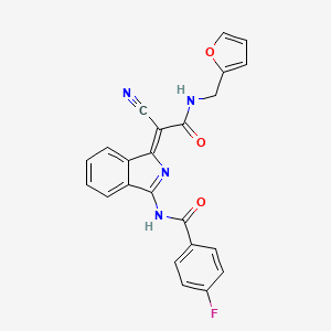 molecular formula C23H15FN4O3 B2728538 (Z)-N-(1-(1-氰基-2-((呋喃-2-基甲基)氨基)-2-氧代乙基亚)吲哚-3-基)-4-氟苯甲酰胺 CAS No. 899394-36-6