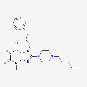 molecular formula C24H34N6O2 B2728540 3-methyl-8-(4-pentylpiperazin-1-yl)-7-(3-phenylpropyl)-1H-purine-2,6(3H,7H)-dione CAS No. 898419-83-5