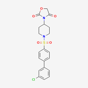 molecular formula C20H19ClN2O5S B2728542 3-(1-((3'-氯-[1,1'-联苯]-4-基)磺酰)哌啶-4-基)噁唑烷-2,4-二酮 CAS No. 2034241-86-4