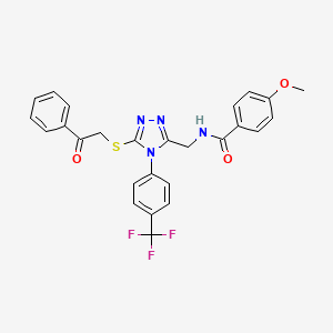 molecular formula C26H21F3N4O3S B2728544 4-甲氧基-N-[[5-苯乙酰硫醚基-4-(4-(三氟甲基)苯基)-1,2,4-三唑-3-基]甲基]苯甲酰胺 CAS No. 476434-37-4