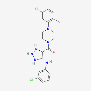 molecular formula C20H20Cl2N6O B2728547 4-[4-(5-chloro-2-methylphenyl)piperazine-1-carbonyl]-N-(3-chlorophenyl)-1H-1,2,3-triazol-5-amine CAS No. 1291860-10-0