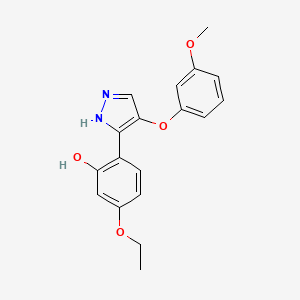 molecular formula C18H18N2O4 B2728550 5-乙氧基-2-[4-(3-甲氧基苯氧基)-1H-吡唑-3-基]苯酚 CAS No. 714940-88-2
