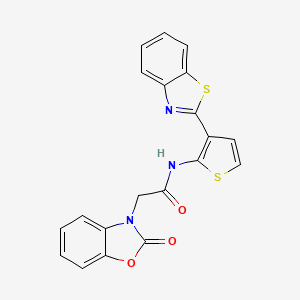 molecular formula C20H13N3O3S2 B2728554 N-(3-(苯并[d]噻唑-2-基)噻吩-2-基)-2-(2-氧代苯并[d]噻唑-3(2H)-基)乙酰胺 CAS No. 1209143-51-0