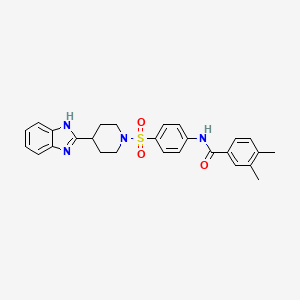 molecular formula C27H28N4O3S B2728557 N-(4-((4-(1H-benzo[d]imidazol-2-yl)piperidin-1-yl)sulfonyl)phenyl)-3,4-dimethylbenzamide CAS No. 886888-60-4