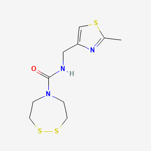 molecular formula C10H15N3OS3 B2728561 N-[(2-Methyl-1,3-thiazol-4-yl)methyl]-1,2,5-dithiazepane-5-carboxamide CAS No. 2249507-68-2