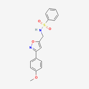 molecular formula C17H16N2O4S B2728567 N-{[3-(4-methoxyphenyl)-5-isoxazolyl]methyl}benzenesulfonamide CAS No. 343372-72-5