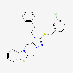 3-((5-((3-chlorobenzyl)thio)-4-phenethyl-4H-1,2,4-triazol-3-yl)methyl)benzo[d]thiazol-2(3H)-one