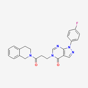 molecular formula C23H20FN5O2 B2728577 1-(4-fluorophenyl)-5-[3-oxo-3-(1,2,3,4-tetrahydroisoquinolin-2-yl)propyl]-1H,4H,5H-pyrazolo[3,4-d]pyrimidin-4-one CAS No. 946312-65-8