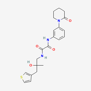 molecular formula C21H25N3O4S B2728581 N-{2-hydroxy-2-[(thiophen-3-yl)methyl]propyl}-N'-[3-(2-oxopiperidin-1-yl)phenyl]ethanediamide CAS No. 2097914-77-5