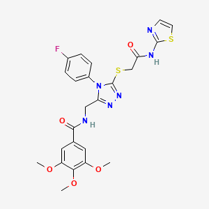 molecular formula C24H23FN6O5S2 B2728599 N-((4-(4-氟苯基)-5-((2-氧代-2-(噻唑-2-基氨基)乙基)硫基)-4H-1,2,4-三唑-3-基)甲基)-3,4,5-三甲氧基苯甲酰胺 CAS No. 310449-05-9