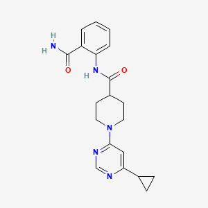 molecular formula C20H23N5O2 B2728601 N-(2-carbamoylphenyl)-1-(6-cyclopropylpyrimidin-4-yl)piperidine-4-carboxamide CAS No. 1788674-01-0