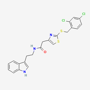 molecular formula C22H19Cl2N3OS2 B2728616 N-(2-(1H-indol-3-yl)ethyl)-2-(2-((2,4-dichlorobenzyl)thio)thiazol-4-yl)acetamide CAS No. 955520-64-6