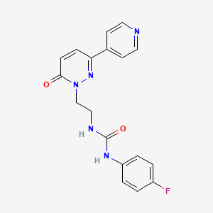molecular formula C18H16FN5O2 B2728617 1-(4-fluorophenyl)-3-(2-(6-oxo-3-(pyridin-4-yl)pyridazin-1(6H)-yl)ethyl)urea CAS No. 1021108-77-9