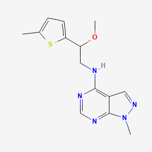 molecular formula C14H17N5OS B2728620 N-[2-Methoxy-2-(5-methylthiophen-2-yl)ethyl]-1-methylpyrazolo[3,4-d]pyrimidin-4-amine CAS No. 2380173-50-0