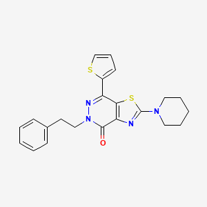 molecular formula C22H22N4OS2 B2728624 5-苯乙基-2-(哌啶-1-基)-7-(噻吩-2-基)噻唑并[4,5-d]吡啶-4(5H)-酮 CAS No. 1105220-07-2