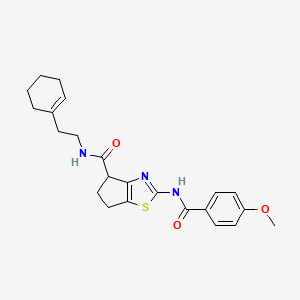 N-(2-(cyclohex-1-en-1-yl)ethyl)-2-(4-methoxybenzamido)-5,6-dihydro-4H-cyclopenta[d]thiazole-4-carboxamide