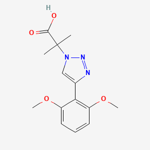 molecular formula C14H17N3O4 B2728654 2-[4-(2,6-Dimethoxyphenyl)triazol-1-yl]-2-methylpropanoic acid CAS No. 2138044-85-4