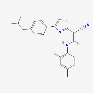 molecular formula C24H25N3S B2728655 (Z)-3-((2,4-dimethylphenyl)amino)-2-(4-(4-isobutylphenyl)thiazol-2-yl)acrylonitrile CAS No. 450353-46-5