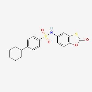 molecular formula C19H19NO4S2 B2728660 4-cyclohexyl-N-(2-oxobenzo[d][1,3]oxathiol-5-yl)benzenesulfonamide CAS No. 867136-25-2