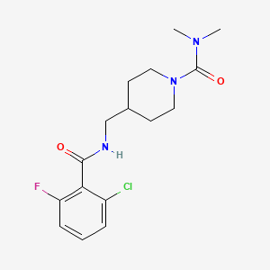 molecular formula C16H21ClFN3O2 B2728661 4-((2-chloro-6-fluorobenzamido)methyl)-N,N-dimethylpiperidine-1-carboxamide CAS No. 2034283-07-1