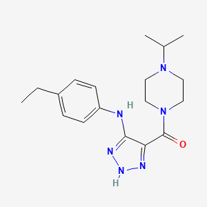 molecular formula C18H26N6O B2728663 {5-[(4-乙基苯基)氨基]-1H-1,2,3-噻二唑-4-基}[4-(异丙基)哌嗪-1-基]甲酮 CAS No. 1291843-15-6