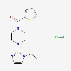 molecular formula C14H19ClN4OS B2728670 (4-(1-ethyl-1H-imidazol-2-yl)piperazin-1-yl)(thiophen-2-yl)methanone hydrochloride CAS No. 1189464-61-6