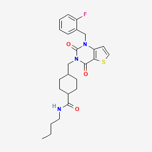 N-butyl-4-((1-(2-fluorobenzyl)-2,4-dioxo-1,2-dihydrothieno[3,2-d]pyrimidin-3(4H)-yl)methyl)cyclohexanecarboxamide