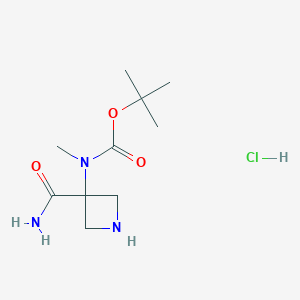 molecular formula C10H20ClN3O3 B2728680 Tert-butyl N-(3-carbamoylazetidin-3-yl)-N-methylcarbamate;hydrochloride CAS No. 2305255-46-1
