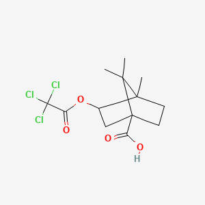 molecular formula C13H17Cl3O4 B2728685 4,7,7-Trimethyl-3-[(trichloroacetyl)oxy]bicyclo[2.2.1]heptane-1-carboxylic acid CAS No. 473707-85-6