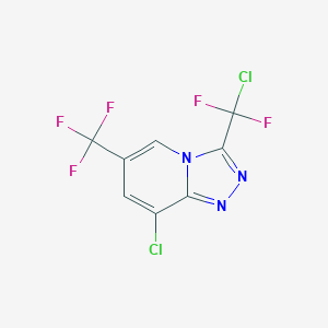 molecular formula C8H2Cl2F5N3 B2728688 8-Chloro-3-[chloro(difluoro)methyl]-6-(trifluoromethyl)[1,2,4]triazolo[4,3-a]pyridine CAS No. 478248-86-1