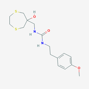 molecular formula C16H24N2O3S2 B2728697 1-[(6-Hydroxy-1,4-dithiepan-6-yl)methyl]-3-[2-(4-methoxyphenyl)ethyl]urea CAS No. 2415551-66-3