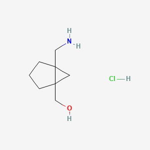 molecular formula C8H16ClNO B2728698 [5-(Aminomethyl)-1-bicyclo[3.1.0]hexanyl]methanol;hydrochloride CAS No. 2460750-38-1