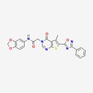 N-(2H-1,3-benzodioxol-5-yl)-2-[5-methyl-4-oxo-6-(3-phenyl-1,2,4-oxadiazol-5-yl)-3H,4H-thieno[2,3-d]pyrimidin-3-yl]acetamide