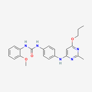 molecular formula C22H25N5O3 B2728703 1-(2-Methoxyphenyl)-3-(4-((2-methyl-6-propoxypyrimidin-4-yl)amino)phenyl)urea CAS No. 946273-66-1