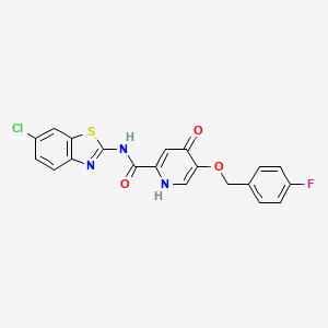 molecular formula C20H13ClFN3O3S B2728704 N-(6-氯苯并[d]噻嗪-2-基)-5-((4-氟苯甲基)氧基)-4-氧代-1,4-二氢嘧啶-2-甲酰胺 CAS No. 1021261-83-5