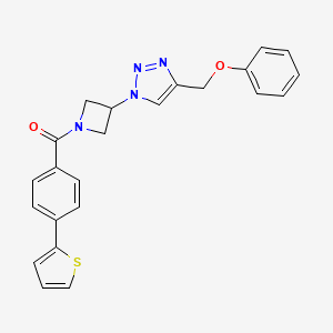 molecular formula C23H20N4O2S B2728706 (3-(4-(phenoxymethyl)-1H-1,2,3-triazol-1-yl)azetidin-1-yl)(4-(thiophen-2-yl)phenyl)methanone CAS No. 2034591-83-6