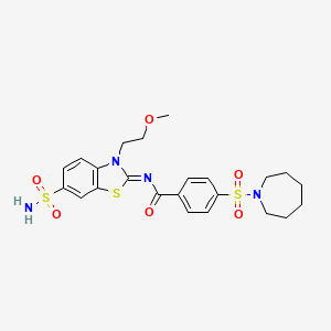 molecular formula C23H28N4O6S3 B2728714 (Z)-4-(azepan-1-ylsulfonyl)-N-(3-(2-methoxyethyl)-6-sulfamoylbenzo[d]thiazol-2(3H)-ylidene)benzamide CAS No. 865159-91-7