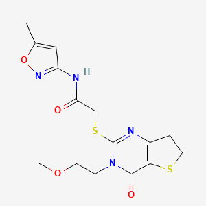 2-((3-(2-methoxyethyl)-4-oxo-3,4,6,7-tetrahydrothieno[3,2-d]pyrimidin-2-yl)thio)-N-(5-methylisoxazol-3-yl)acetamide