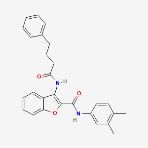 molecular formula C27H26N2O3 B2728716 N-(3,4-dimethylphenyl)-3-(4-phenylbutanamido)benzofuran-2-carboxamide CAS No. 888461-95-8