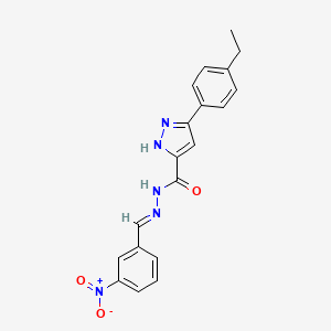 molecular formula C19H17N5O3 B2728717 3-(4-乙基苯基)-N'-[(E)-(3-硝基苯基)甲亚胺基]-1H-吡唑-5-甲酰肼 CAS No. 403650-67-9