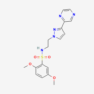 molecular formula C17H19N5O4S B2728719 2,5-dimethoxy-N-(2-(3-(pyrazin-2-yl)-1H-pyrazol-1-yl)ethyl)benzenesulfonamide CAS No. 2034600-48-9