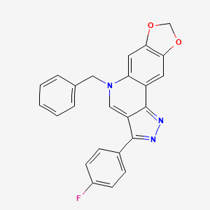 molecular formula C24H16FN3O2 B2728734 5-benzyl-3-(4-fluorophenyl)-5H-[1,3]dioxolo[4,5-g]pyrazolo[4,3-c]quinoline CAS No. 866345-00-8