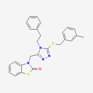 molecular formula C26H24N4OS2 B2728783 3-((5-((3-methylbenzyl)thio)-4-phenethyl-4H-1,2,4-triazol-3-yl)methyl)benzo[d]thiazol-2(3H)-one CAS No. 847402-60-2