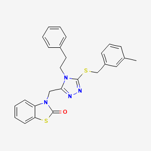 3-((5-((3-methylbenzyl)thio)-4-phenethyl-4H-1,2,4-triazol-3-yl)methyl)benzo[d]thiazol-2(3H)-one