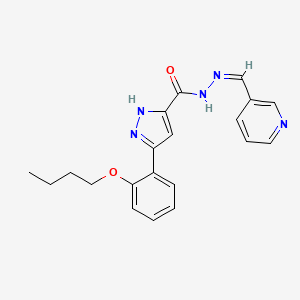 (Z)-3-(2-butoxyphenyl)-N'-(pyridin-3-ylmethylene)-1H-pyrazole-5-carbohydrazide