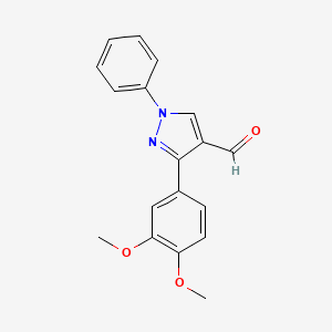 molecular formula C18H16N2O3 B2728787 3-(3,4-dimethoxyphenyl)-1-phenyl-1H-pyrazole-4-carbaldehyde CAS No. 381230-33-7