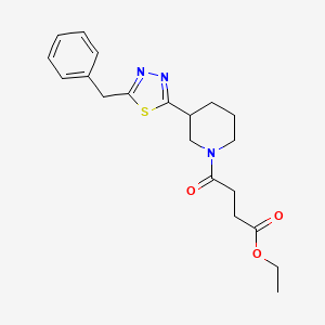 molecular formula C20H25N3O3S B2728788 Ethyl 4-[3-(5-benzyl-1,3,4-thiadiazol-2-yl)piperidin-1-yl]-4-oxobutanoate CAS No. 1202976-61-1