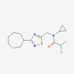 2-Chloro-N-[(3-cycloheptyl-1,2,4-oxadiazol-5-yl)methyl]-N-cyclopropylpropanamide